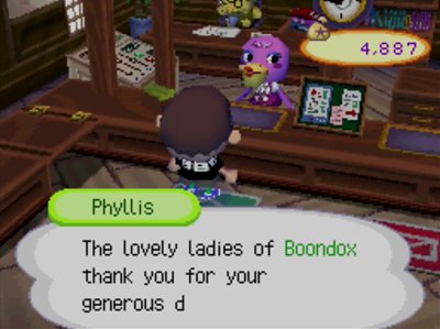 Phyllis: The lovely ladies of Boondox thank you for your generous d