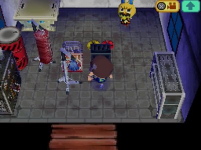 Inside Gaston's house.