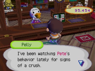 Pelly: I've been watching Pete's behavior lately for signs of a crush.