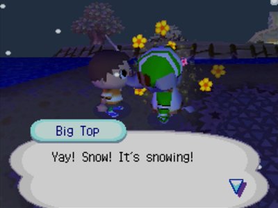 Big Top: Yay! Snow! It's snowing!