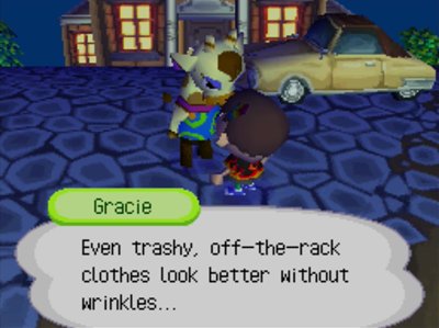 Gracie: Even trashy, off-the-rack clothes look better without wrinkles...