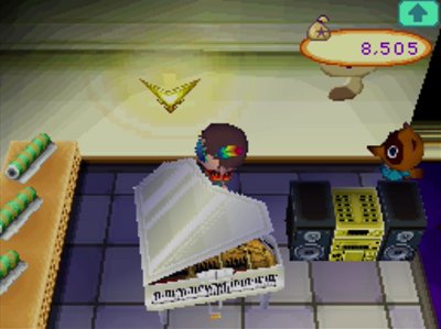 An ivory piano for sale at Nookington's as the spotlight product.