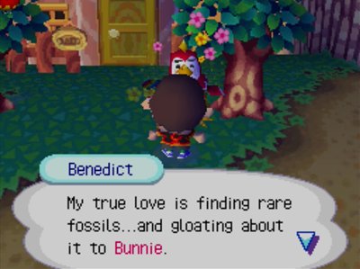 Benedict: My true love is finding rare fossils...and gloating about it to Bunnie.