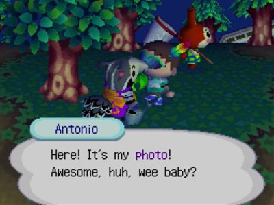 Antonio: Here! It's my photo! Awesome, huh, wee baby?