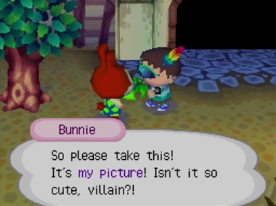 Bunnie: So please take this! It's my picture! Isn't it so cute, villain?!