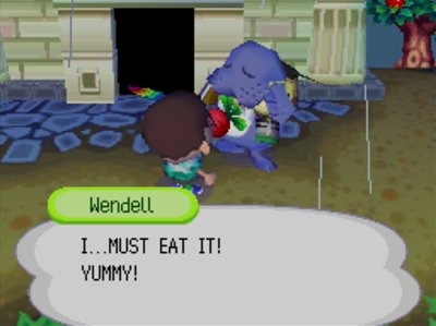Wendell, with a red turnip: I...MUST EAT IT! YUMMY!