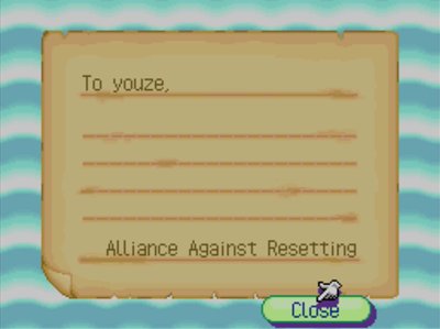 To youze, ... Alliance Against Resetting
