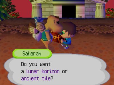 Saharah: Do you want a lunar horizon or ancient tile?