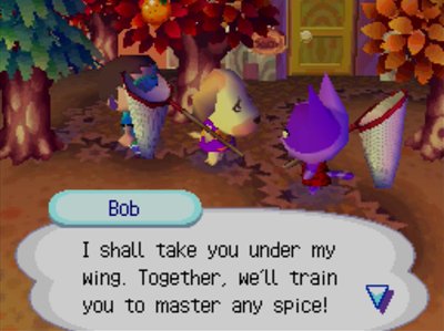 Bob: I shall take you under my wing. Together, we'll train you to master any spice!
