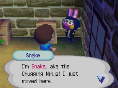 Snake: I'm Snaka, aka the Chugging Ninja! I just moved here.
