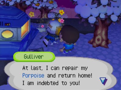Gulliver: At last, I can repair my Porpoise and return home! I am indebted to you!