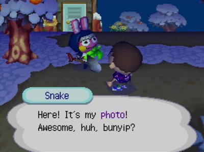 Snake: Here! It's my photo! Awesome, huh, bunyip?