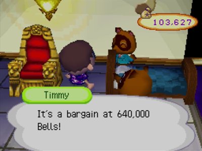 Timmy: It's a bargain at 640,000 bells!