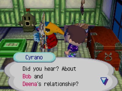 Cyrano: Did you hear? About Bob and Deena's relationship?