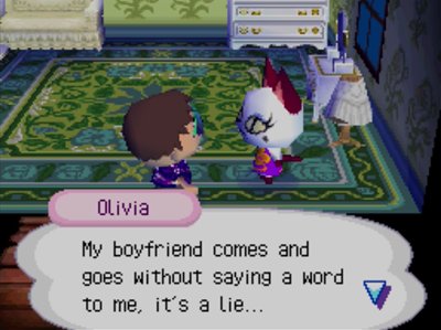 Olivia: My boyfriend comes and goes without saying a word to me, it's a lie...