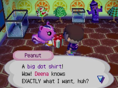 Peanut: A big dot shirt! Wow! Doona knows EXACTLY what I want, huh?