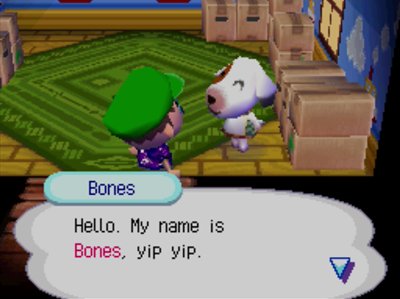Bones: Hello. My name is Bones, yip yip.