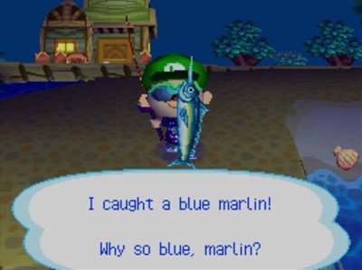 I caught a blue marlin! Why so blue, marlin?