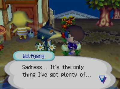Wolfgang: Sadness... It's the only thing I've got plenty of...