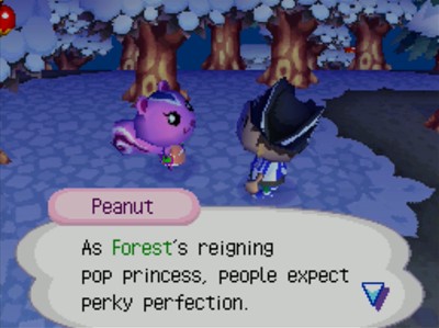 Peanut: As Forest's reigning pop princess, people expect perky perfection.