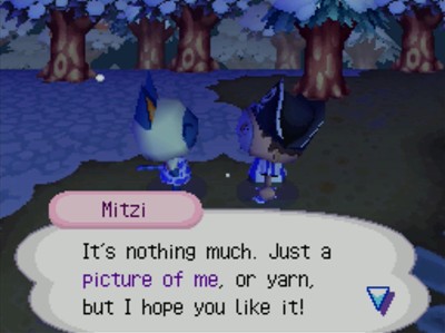 Mitzi: It's nothing much. Just a picture of me, or yarn, but I hope you like it!