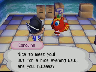 Caroline: Nice to meet you! Out for a nice evening walk, are you, hulaaaa?