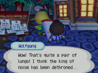 Wolfgang: Wow! That's quite a pair of lungs! I think the king of noise has been dethroned...