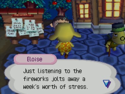 Eloise: Just listening to the fireworks jolts away a week's worth of stress.