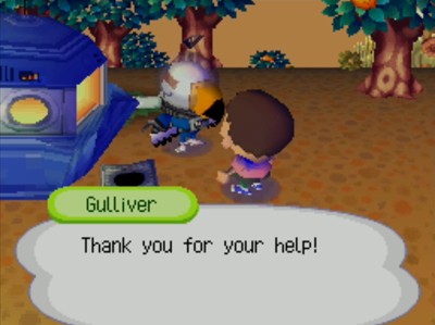 Gulliver, standing by his UFO: Thank you for your help!