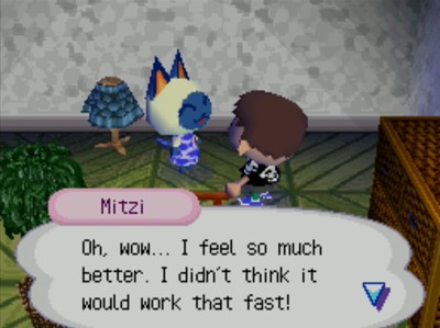 Mitzi: Oh, wow... I feel so much better. I didn't think it would work that fast!