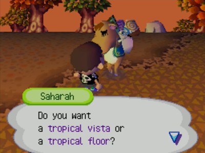 Saharah: Do you want a tropical vista or a tropical floor?