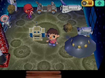 The inside of Octavian's house in Animal Crossing: Wild World.