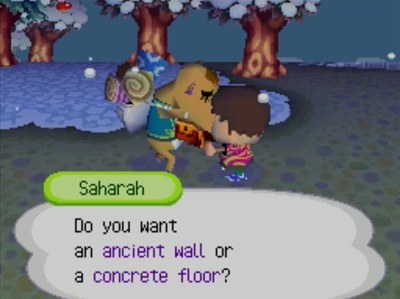 Saharah: Do you want an ancient wall or a concrete floor?
