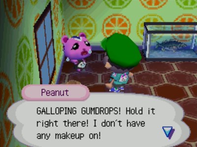 Peanut: GALLOPING GUMDROPS! Hold it right there! I don't have any makeup on!