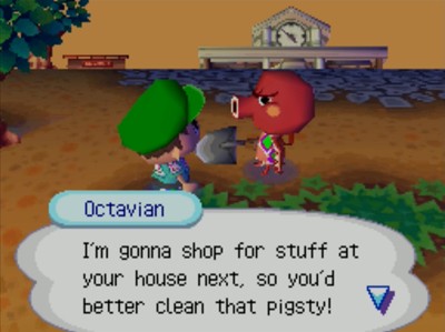 Octavian: I'm gonna shop for stuff at your house next, so you'd better clean that pigsty!