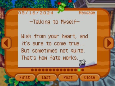-Talking to Myself- Wish from your heart, and it's sure to come true... But sometimes not quite. That's how fate works.