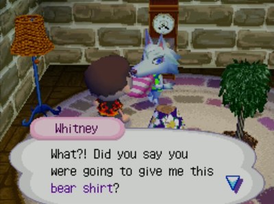 Whitney: What?! Did you say you were going to give me this bear shirt?