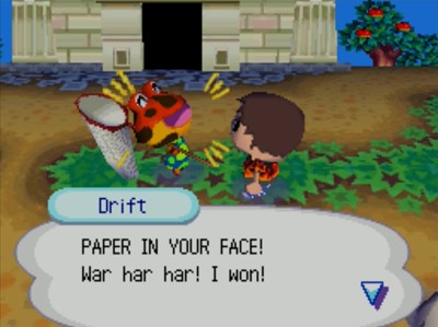 Drift: PAPER IN YOUR FACE! War har har! I won!