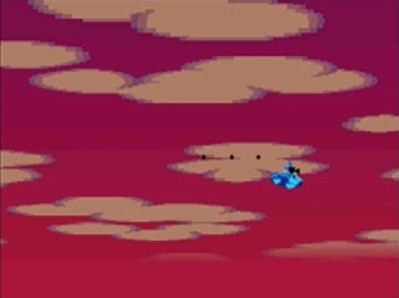 Three pellets appear to fly past a UFO, even though the UFO registers a hit.