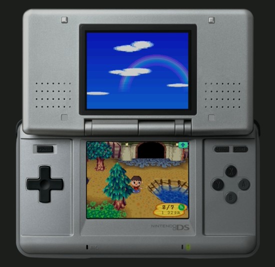 A rainbow in Animal Crossing: Wild World.