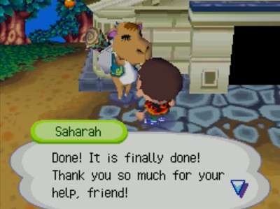 Saharah: Done! It is finally done! Thank you so much for your help, friend!