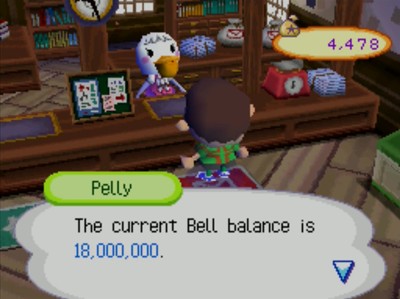 Pelly: The current bell balance is 18,000,000.