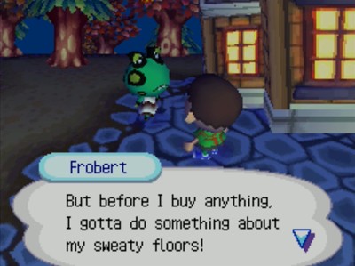 Frobert: But before I buy anything, I gotta do something about my sweaty floors!