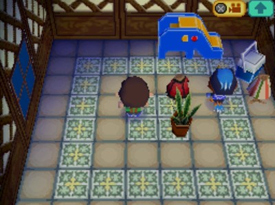 The inside of Robin's house, including her elephant slide.