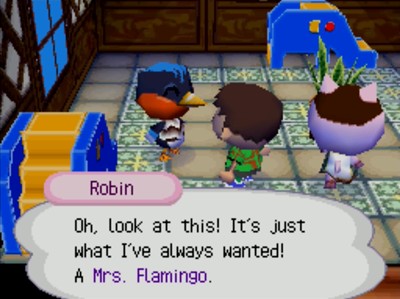 Robin: Oh, look at this! It's just what I've always wanted! A Mrs. Flamingo.