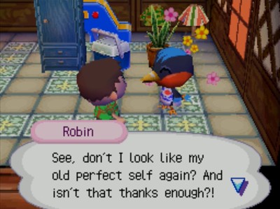 Robin: See, don't I look like my old perfect self again? And isn't that thanks enough?!