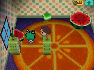 Two pear furniture items and two watermelon items in Frobert's house.