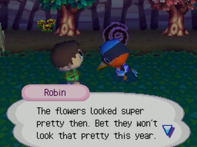 Robin: The flowers looked super pretty then. Bet they won't look that pretty this year.