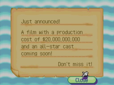 Just announced! A film with a production cost of $20,000,000,000 and an all-star cast coming soon! Don't miss it!