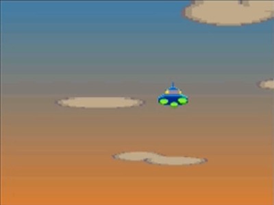 A UFO flies overhead in Animal Crossing: Wild World.